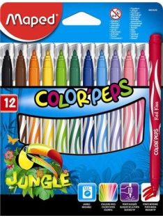   Filctoll készlet, 2,8 mm, kimosható, MAPED "Color'Peps Jungle", 12 különböző szín (IMA845420)