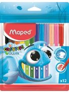 Filctoll készlet, 2 mm, kimosható, MAPED "Color'Peps Ocean", 12 különböző szín (IMA845720)