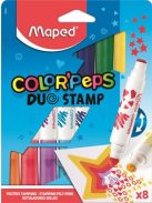 Filctoll készlet, 7,5 mm, kétvégű, MAPED "Color'Peps Duo Stamp" 8 különböző szín és minta (IMA846808)