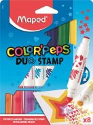 Filctoll készlet, 7,5 mm, kétvégű, MAPED "Color'Peps Duo Stamp" 8 különböző szín és minta (IMA846808)