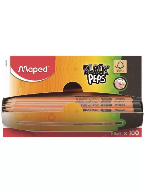 Grafitceruza display, HB, háromszögletű, MAPED "Black Peps" (IMA850040)