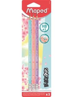   Grafitceruza radírral, HB, háromszögletű, MAPED "Black'Peps Pastel", vegyes pasztell színek (IMA851719)