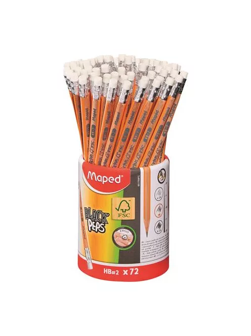 Grafitceruza radírral, ceruzatartó, HB, háromszögletű, MAPED "Black'Peps" (IMA851759)