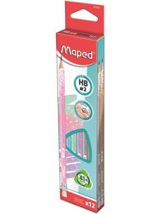   Grafitceruza radírral, HB, háromszögletű, MAPED "Black'Peps Glitter Deco", vegyes pasztell színek (IMA851803)