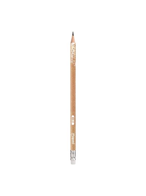 Grafitceruza radírral, HB, háromszögletű, MAPED "Black'Peps Glitter Deco", vegyes pasztell színek (IMA851803)