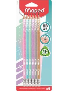   Grafitceruza radírral, ceruzatartó, HB, háromszögletű, MAPED "Black'Peps Glitter Deco", vegyes pasztell színek (IMA851805)