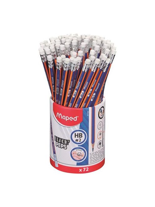 Grafitceruza radírral ceruzatartó, HB, háromszögletű, MAPED "Black'Peps Navy" (IMA851859)