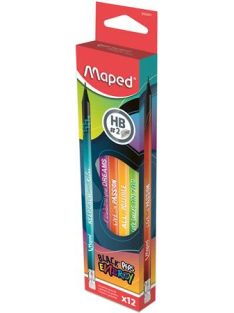   Grafitceruza radírral, HB, háromszögletű, MAPED "Black'Peps Energy", 6 különböző minta (IMA852001)