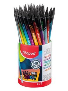   Grafitceruza radírral, ceruzatartó, HB, háromszögletű, MAPED "Black'Peps Energy", 6 különböző minta (IMA852002)