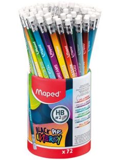   Grafitceruza radírral, ceruzatartó, HB, háromszögletű, MAPED "Black'Peps Energy", 6 különböző minta (IMA852002)