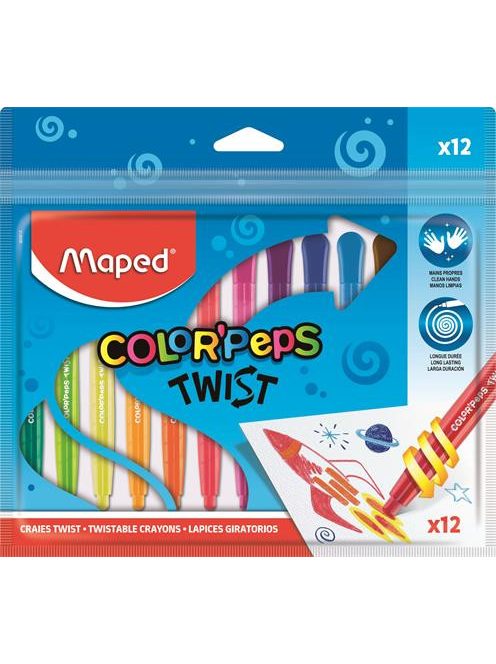 Zsírkréta, kitekerhető, MAPED "Color'Peps", 12 különböző szín (IMA860612)