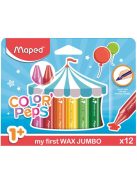 Zsírkréta, vastag, MAPED "Color'Peps MAXI Wax", 12 különböző szín (IMA861311)