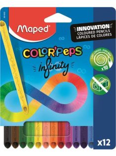   Színes ceruza készlet, háromszögletű, MAPED "Color'Peps INFINITY", 12 különböző szín (IMA861600)