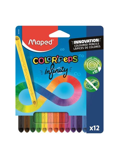 Színes ceruza készlet, háromszögletű, MAPED "Color'Peps INFINITY", 12 különböző szín (IMA861600)