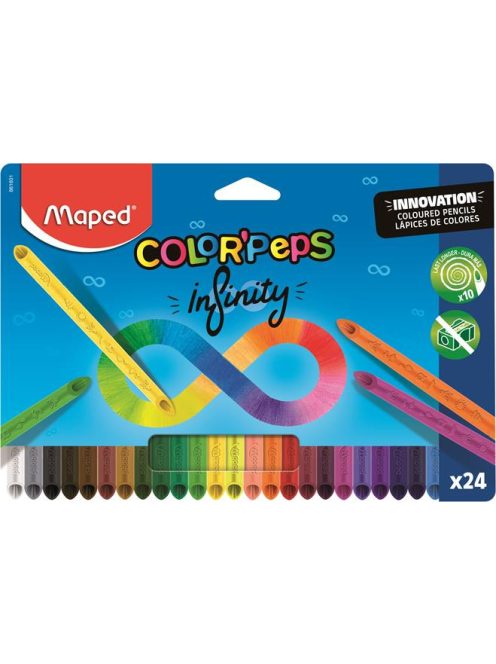 Színes ceruza készlet, háromszögletű, MAPED "Color'Peps INFINITY", 24 különböző szín (IMA861601)