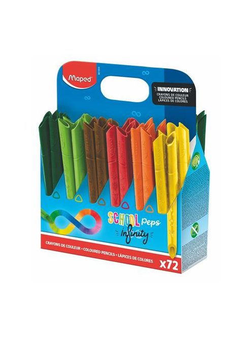 Színes ceruza készlet, ceruzatartó, háromszögletű, MAPED "Color'Peps INFINITY", 72 darabos készlet (IMA861605)