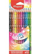 Színes ceruza készlet, háromszögletű, MAPED "Mini Cute", 12 különböző szín (IMA862201)
