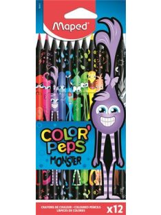   Színes ceruza készlet, háromszögletű, MAPED "Color'Peps Monster", 12 különböző szín (IMA862612)