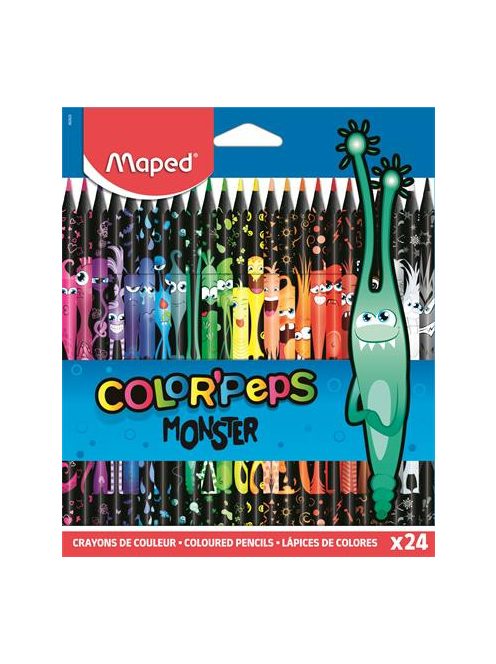 Színes ceruza készlet, háromszögletű, MAPED "Color'Peps Monster" 24 különböző szín (IMA862624)