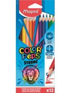 Színes ceruza készlet, háromszögletű, MAPED "Color'Peps Strong", 12 különböző szín (IMA862712)