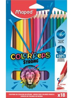   Színes ceruza készlet, háromszögletű, MAPED "Color'Peps Strong", 18 különböző szín (IMA862718)