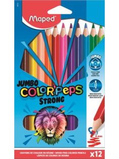   Színes ceruza készlet, háromszögletű, MAPED "Jumbo Color'Peps Strong", 12 különböző szín (IMA863312)