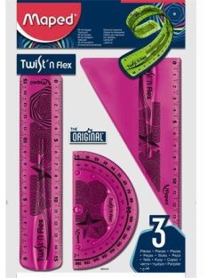  Vonalzókészlet, műanyag, törhetetlen, 3 darabos, MAPED "Twist'n Flex" (IMA895024) (IMA895024)