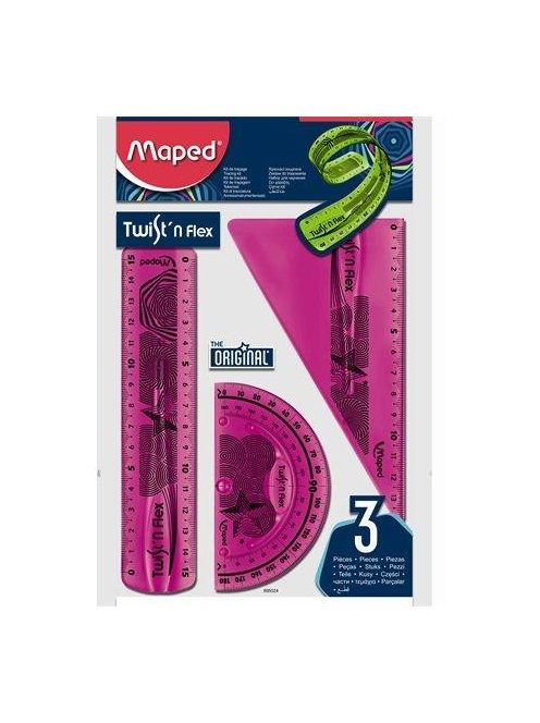 Vonalzókészlet, műanyag, törhetetlen, 3 darabos, MAPED "Twist'n Flex" (IMA895024) (IMA895024)