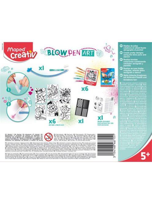 Fújós filctoll készlet, MAPED CREATIV, "Blow pen Art", csíkozás (IMAC846715)