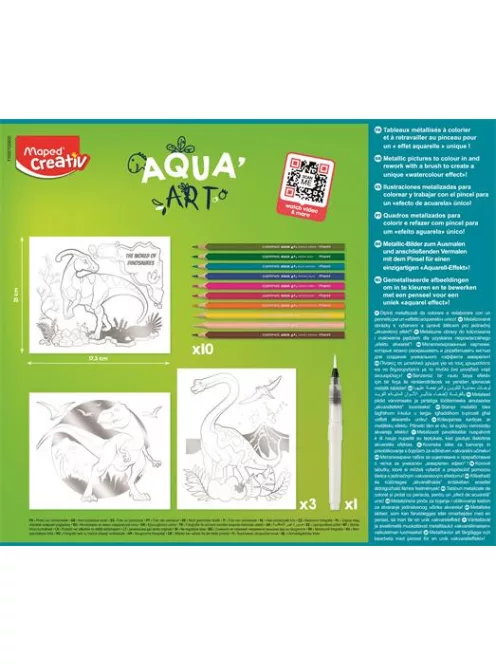 Akvarell festőkészlet, MAPED CREATIV, "Aqua Art", dinoszaurusz (IMAC907058)