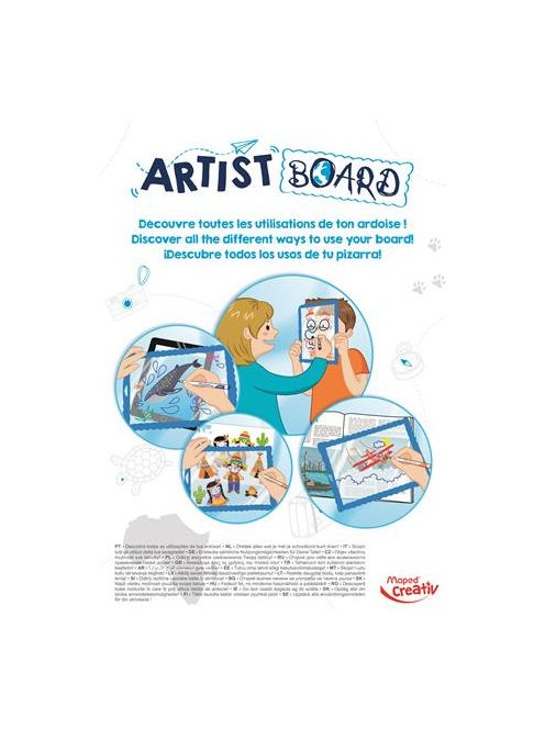 Kreatív készségfejlesztő tábla, átlátszó, törölhető, MAPED CREATIV, "Artist Board", kalandos világ (IMAC907101)