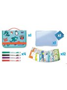 Kreatív készségfejlesztő tábla, átlátszó, törölhető, utazótáskával, MAPED CREATIV, "Travel Board", állati móka (IMAC969310)