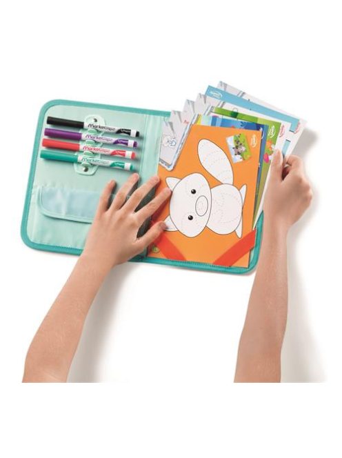 Kreatív készségfejlesztő tábla, átlátszó, törölhető, utazótáskával, MAPED CREATIV, "Travel Board", állati móka (IMAC969310)