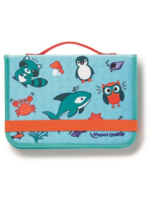 Kreatív készségfejlesztő tábla, átlátszó, törölhető, utazótáskával, MAPED CREATIV, "Travel Board", állati móka (IMAC969310)