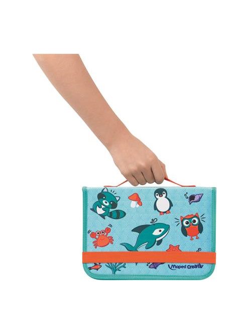 Kreatív készségfejlesztő tábla, átlátszó, törölhető, utazótáskával, MAPED CREATIV, "Travel Board", állati móka (IMAC969310)