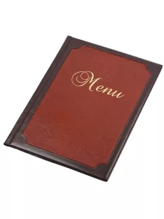   Étlaptartó, A4, bőrhatású,  PANTA PLAST "Keretes Menu" , sötétbarna-gesztenyebarna (INP3172705)