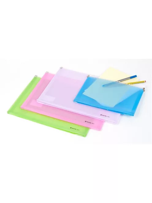 Irattartó tasak, A4, PP, cipzáras, PANTA PLAST, pasztellzöld (INP4103904)