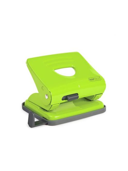 Lyukasztó, kétlyukú, 25 lap, fém, RAPESCO "825", zöld (IR1361)