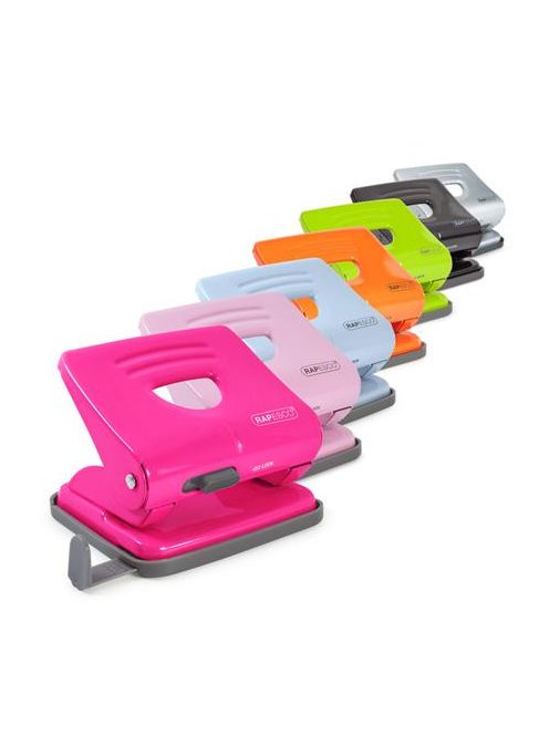 Lyukasztó, kétlyukú, 25 lap, fém, RAPESCO "825", zöld (IR1361)