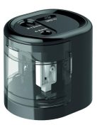 Hegyező, kétlyukú, asztali, elemes, USB töltővel, RAPESCO"PS12-USB", fekete (IR1449)