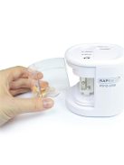 Hegyező, kétlyukú, asztali, elemes, USB töltővel, RAPESCO"PS12-USB", fekete (IR1449)