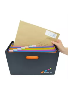  Harmonika irattartó, A4+, PP, 13 rekeszes, RAPESCO "SupaFile Plus", fekete (IR1552)