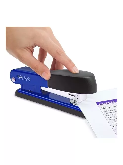 Tűzőgép, 24/6, 26/6, 25 lap, fém, RAPESCO "Bowfin Half-Strip", kék (IRR53500L2)