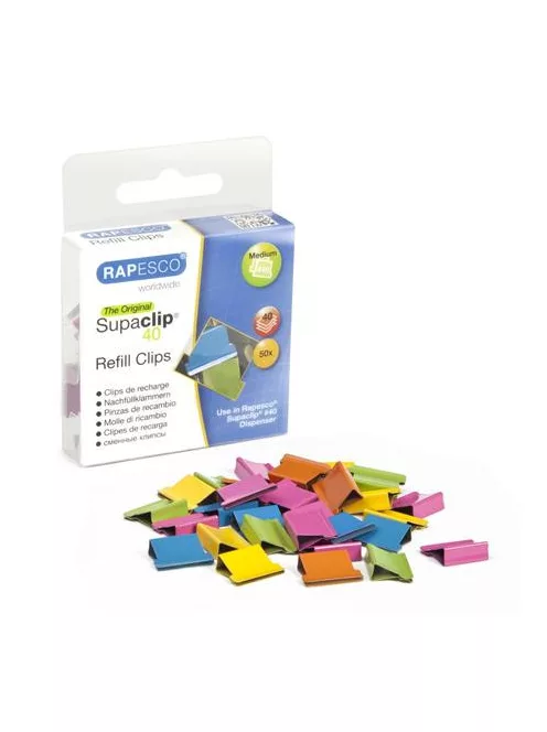 Utántöltő kapcsok, RAPESCO, "Supaclip 40" vegyes színben (IRRC4050MC)