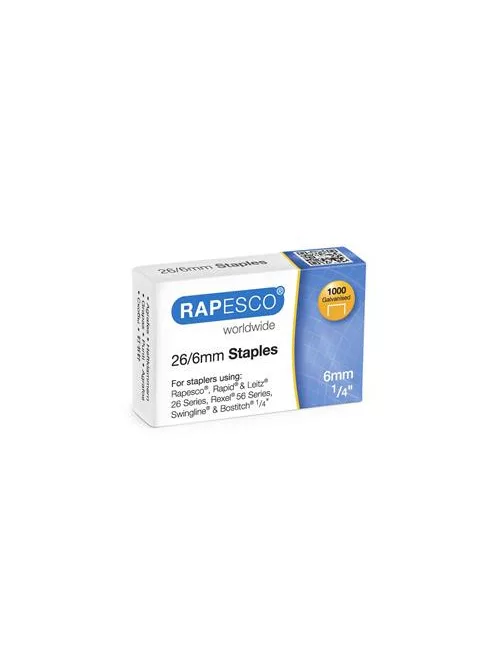 Tűzőkapocs, 26/6, horganyzott, RAPESCO (IRS11661Z3)