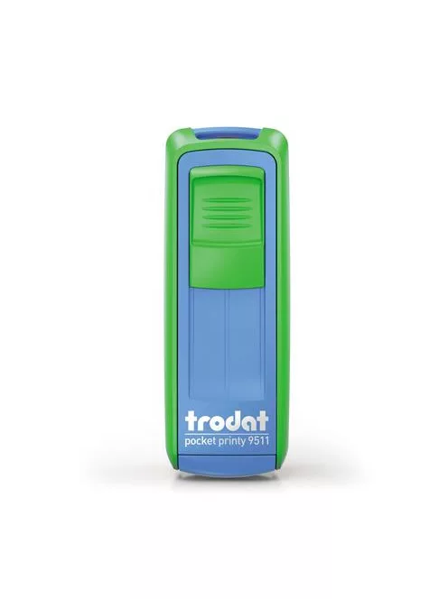 Bélyegző, TRODAT "Pocket Printy 9511", zöld-kék ház, fekete párnával (IT9511ZK)