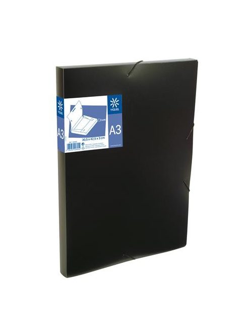 Gumis mappa, 30 mm, PP, A3, VIQUEL "Essentiel", fekete (IV020805)