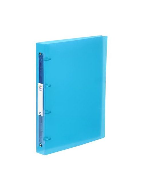 Gyűrűs könyv, 4 gyűrű, 40 mm, A4, maxi, PP, cserélhető címke, VIQUEL "Propyglass", kék (IV061372)