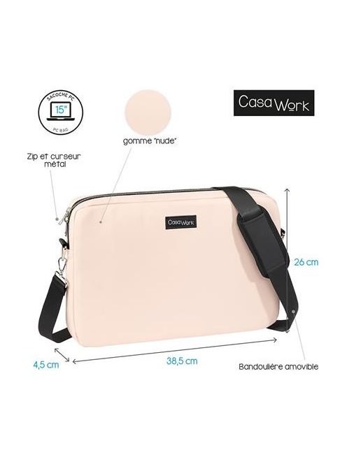 Notebook táska, 15,6", VIQUEL CASAWORK "Rubber Nude", rózsaszín (IV752358)