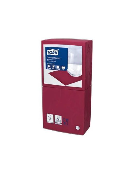 Szalvéta, 1/4 hajtogatott, 2 rétegű, 23,8x24 cm, Advanced, TORK "Cocktail", bordó (KHH186)